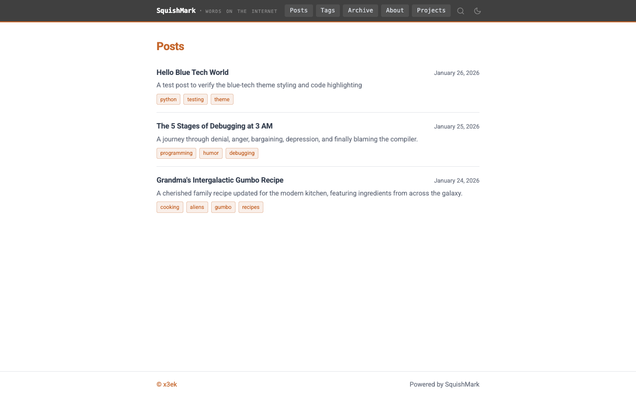 The default theme's front page