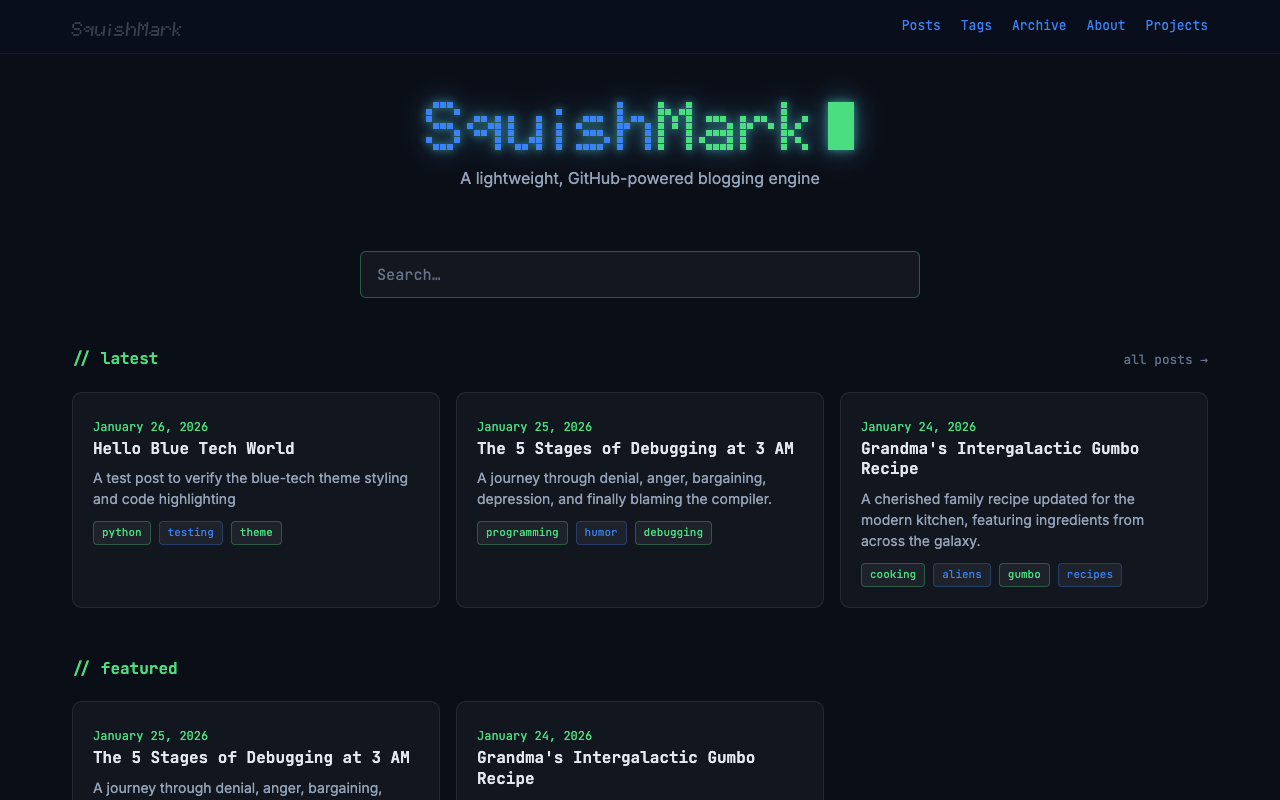 The terminal theme's landing page